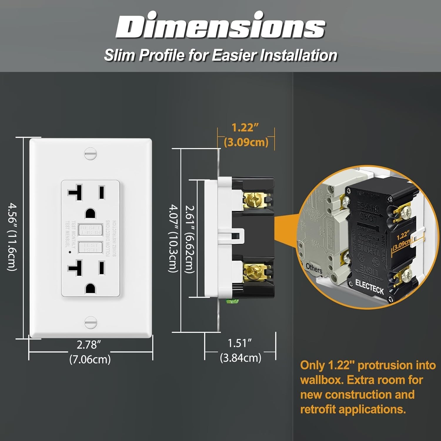 6 Pack GFCI Outlets 20 Amp, Non-Tamper Resistant, Decor GFI Receptacles with …