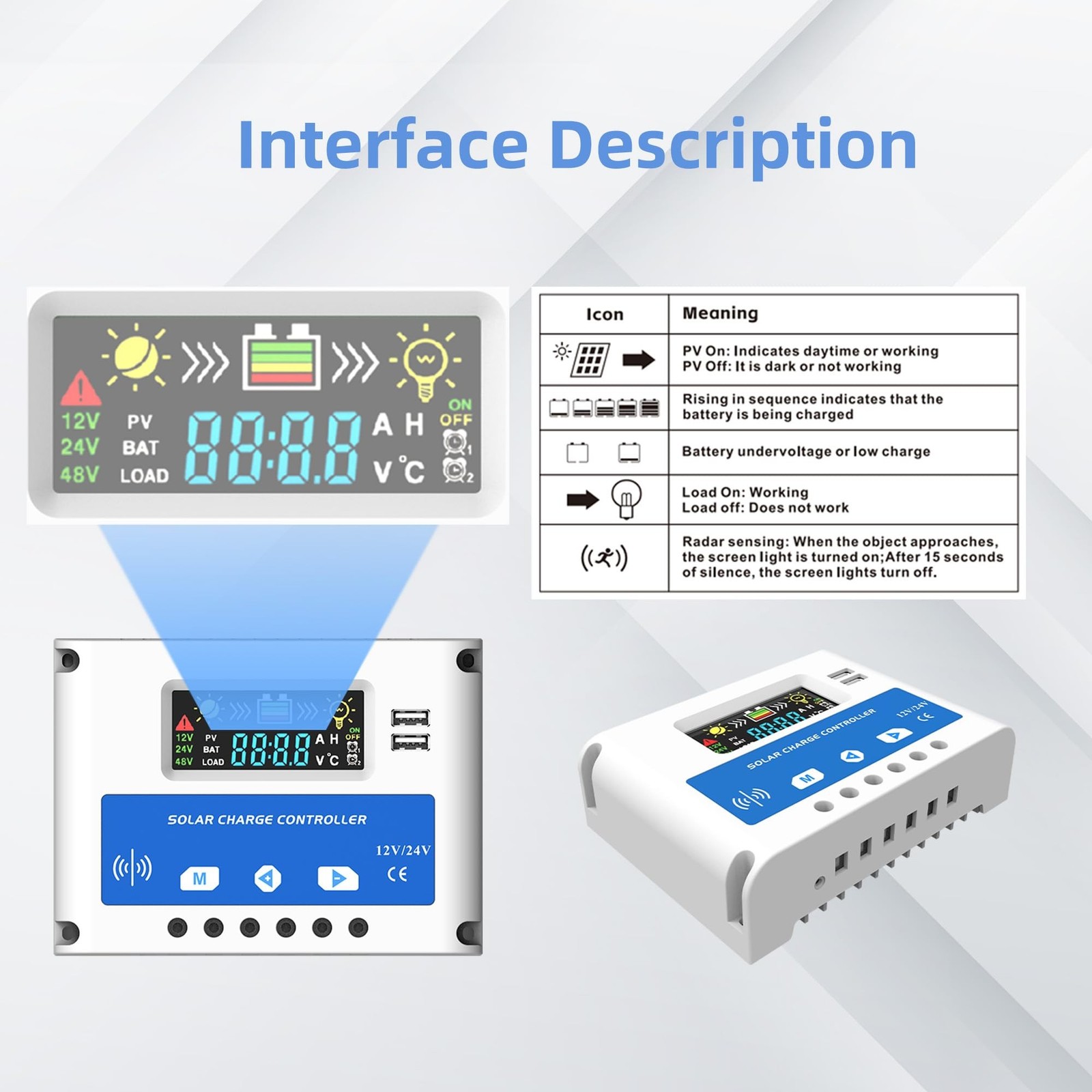 30A Solar Charge Controller 12V/24V, Solar Panel Charge Controller Intelligen…
