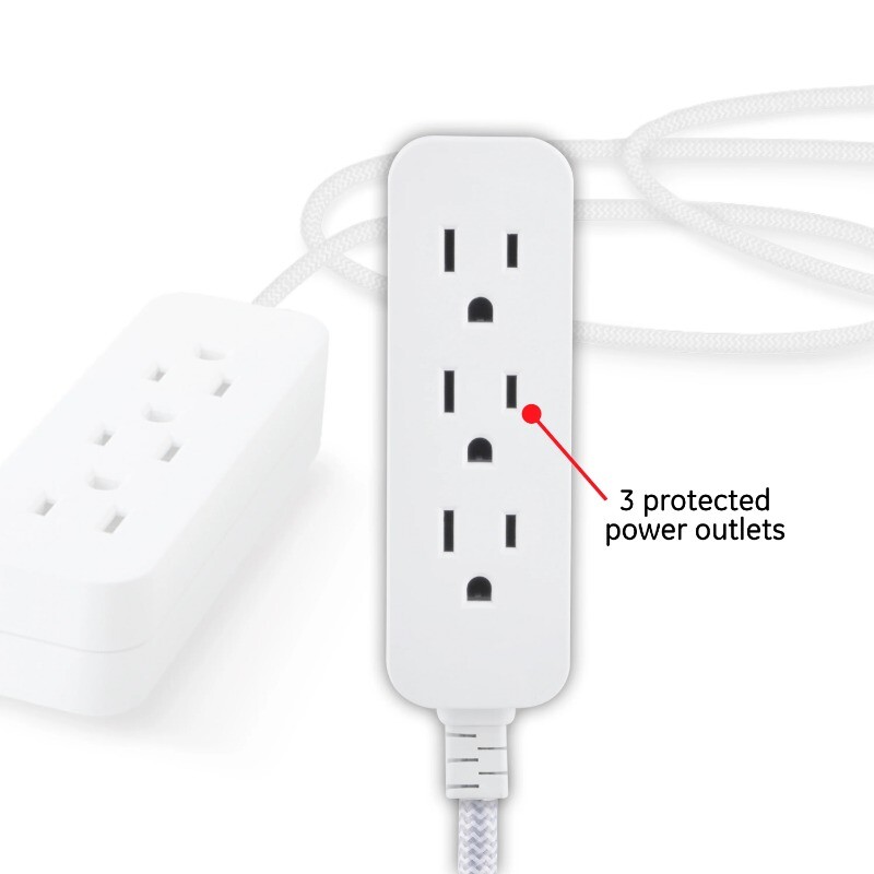 New Cordinate 10ft. 3-Outlet Extension Cord, White/Gray – 39624