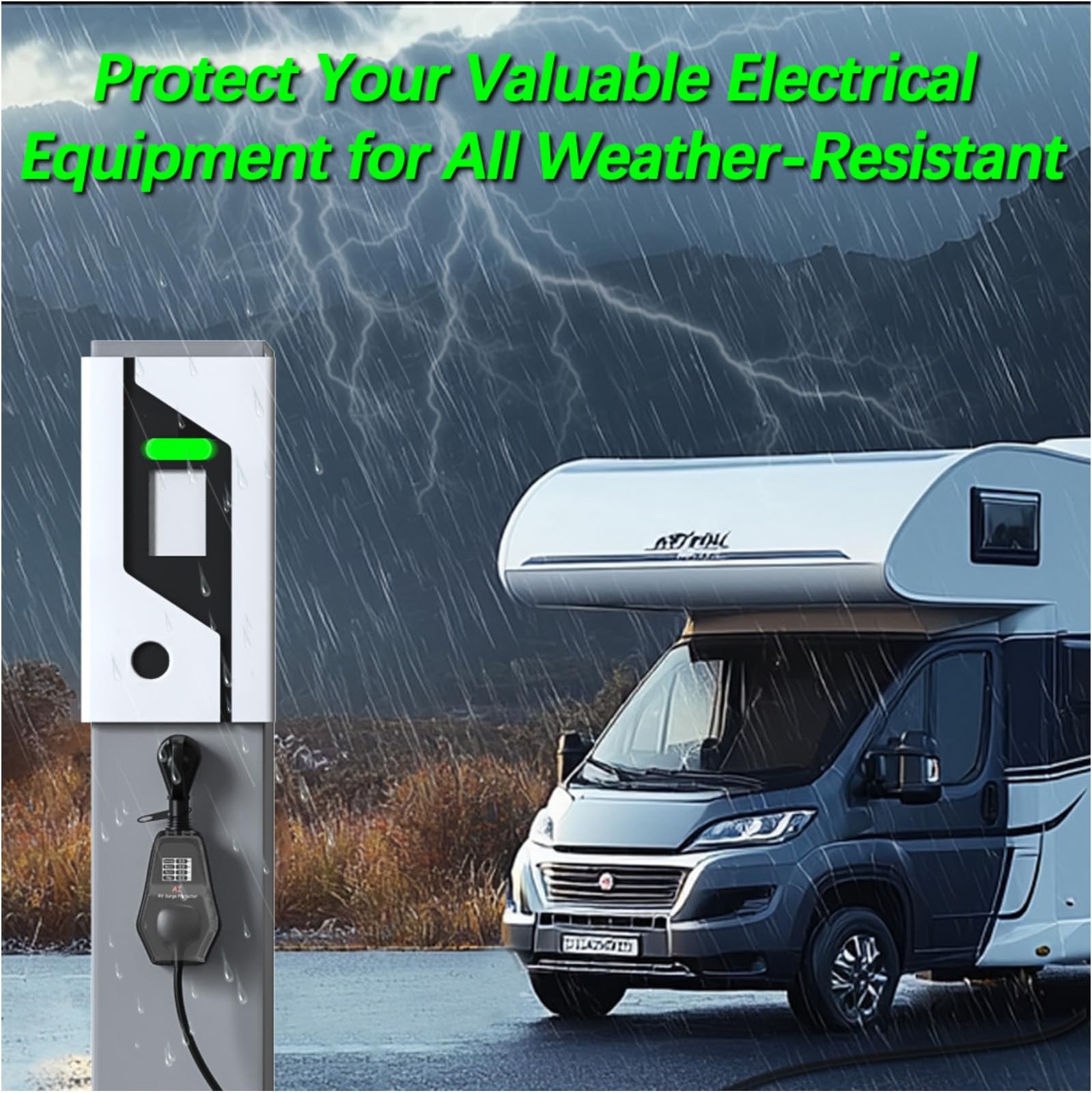 RV Surge Protector 50 Amp for Outdoor Travel Trailers, Camper, Motorhome, Par…