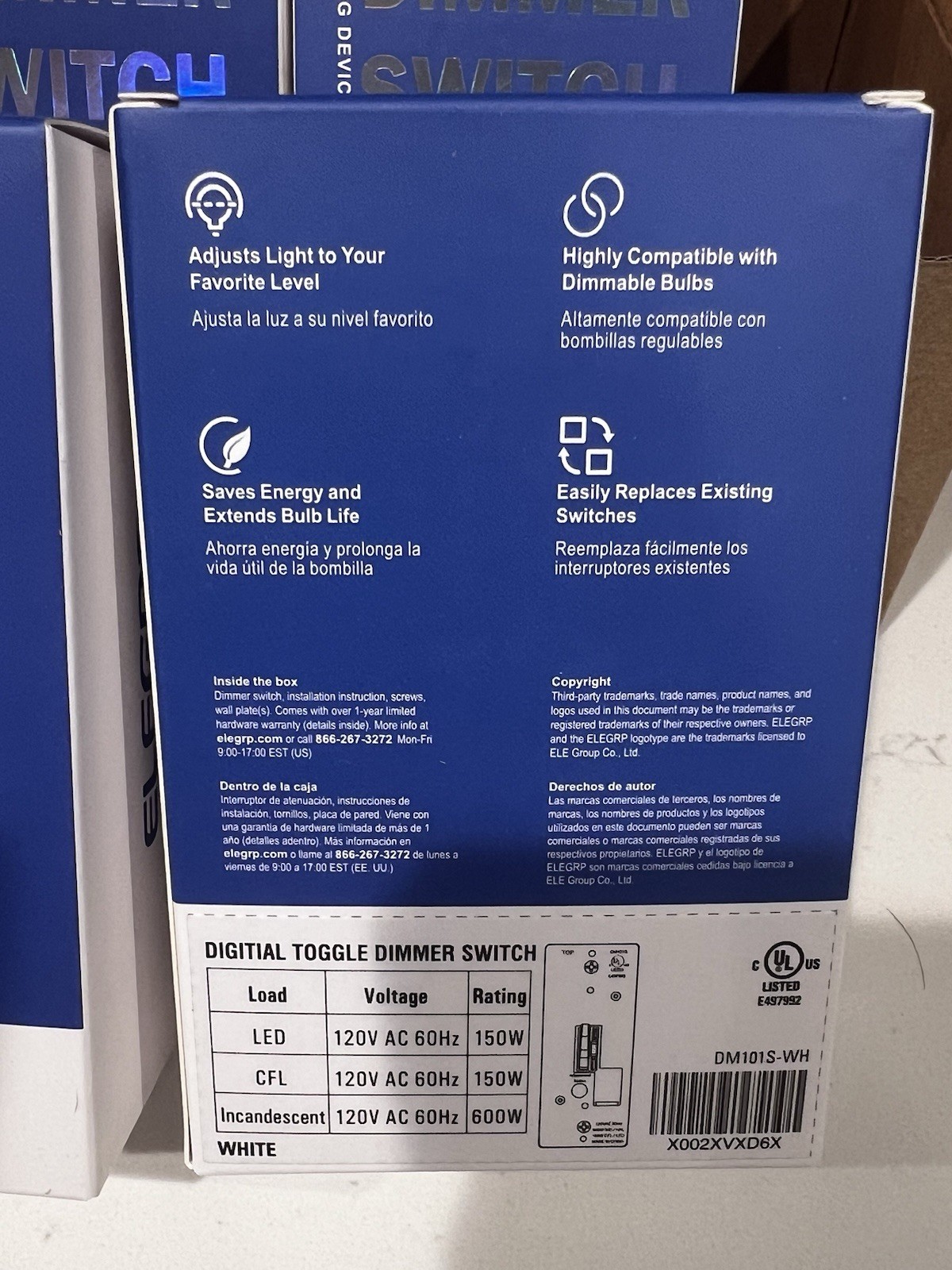 ELEGRP Digital Toggle Dimmer Switch for Dimmable LED, CFL and Incandescent Light