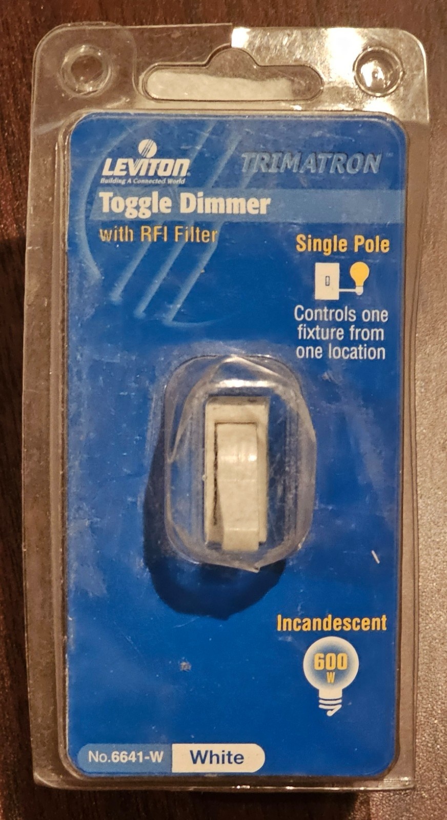 Leviton 6641-W Single-Pole Toggle Dimmer Switch 600W 120VAC With RFI Filter Read