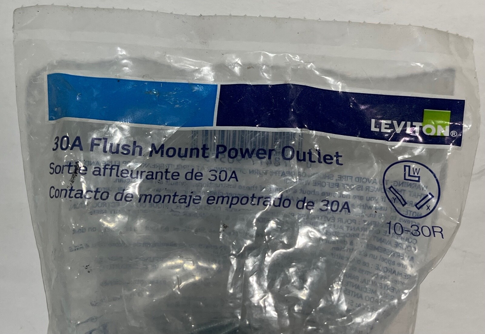 Leviton Flush Mount Power Outlet 30A 125/250V NEMA 10-30R