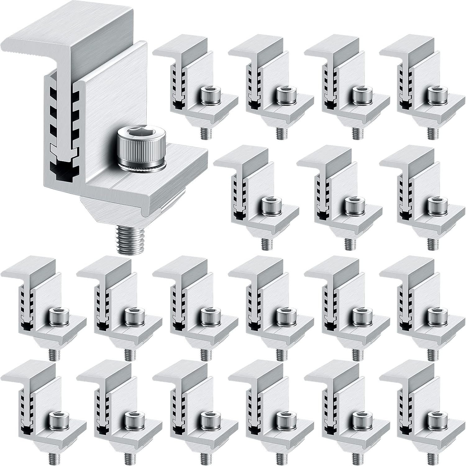 Corrosion-Resistant Aluminum Solar Panel Clamps – 20 Pack for Secure Mounting
