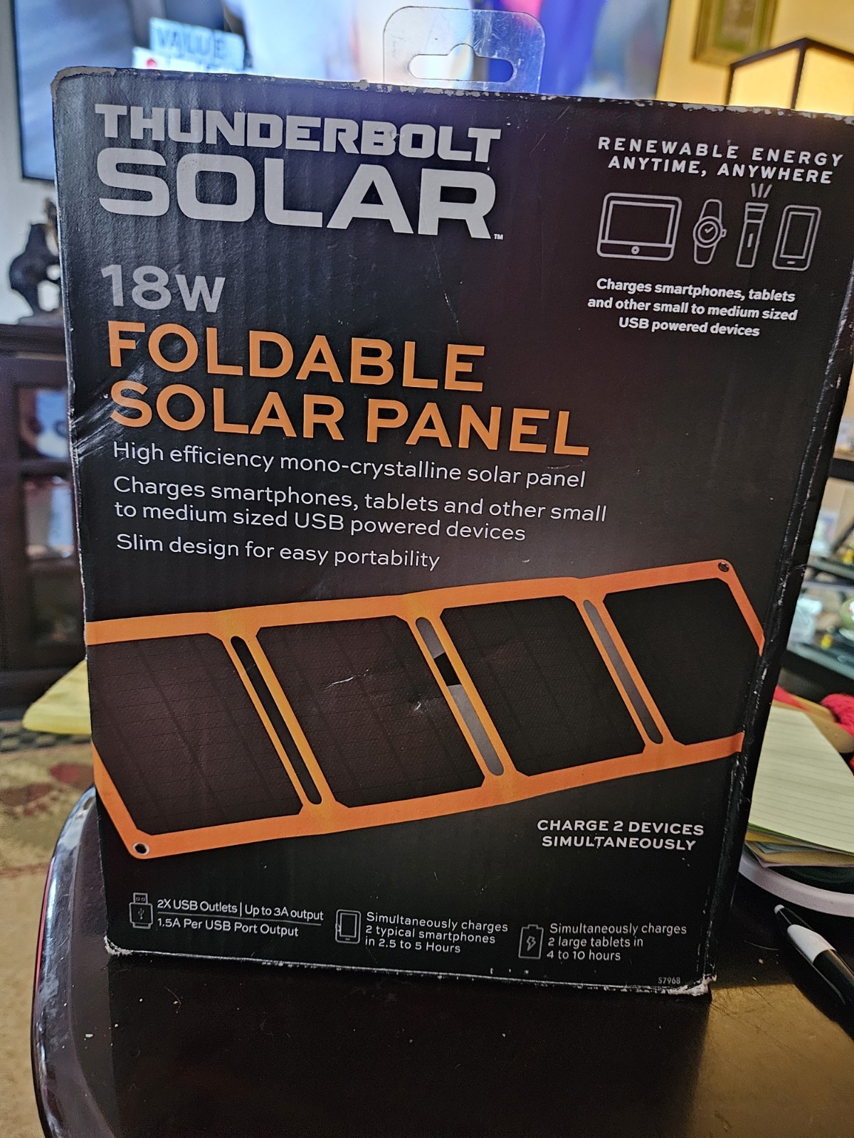 Thunderbolt 18W Foldable Solar Panel Item 57968