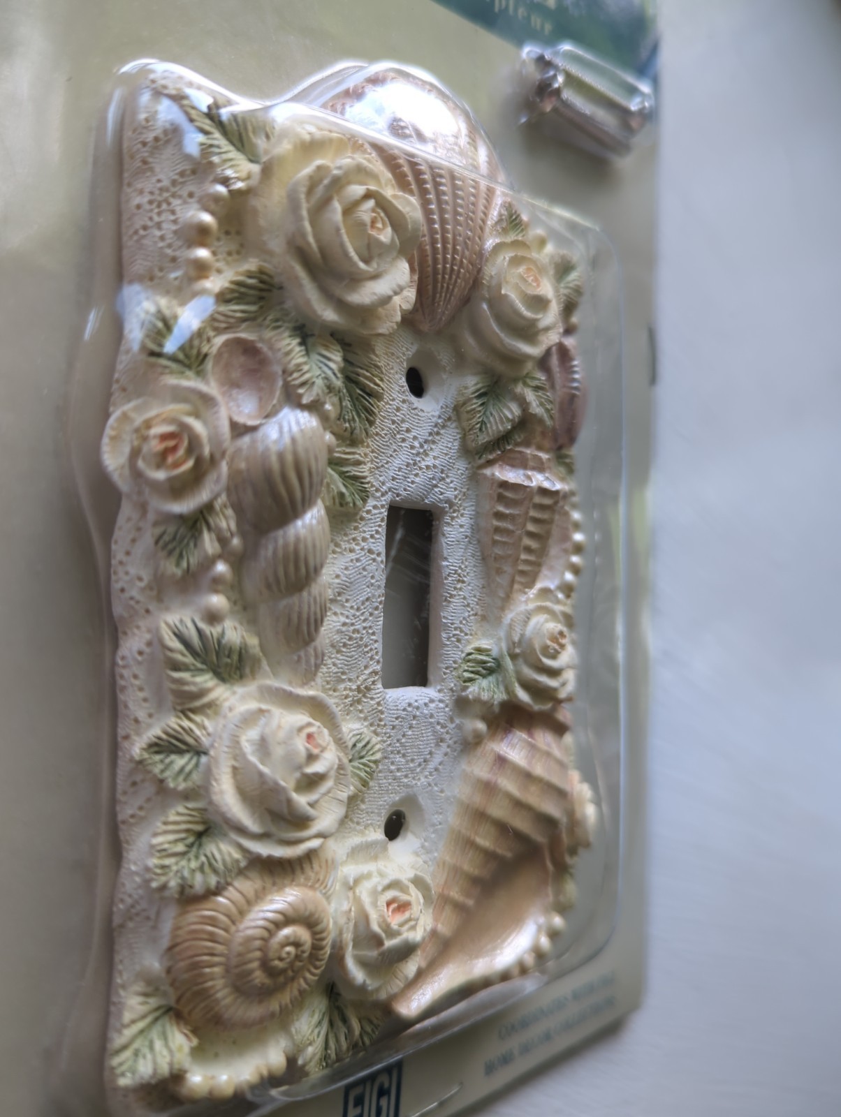 Ocean Shell & Rose Pearl Handpainted Resin Single Toggle Switch Plate Cover New