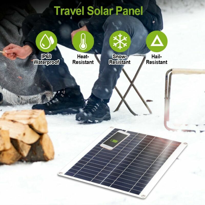 25 Watts 3.0A Dual USB Solar Panel Kit 12V Car Battery Charger IP68 Waterproof