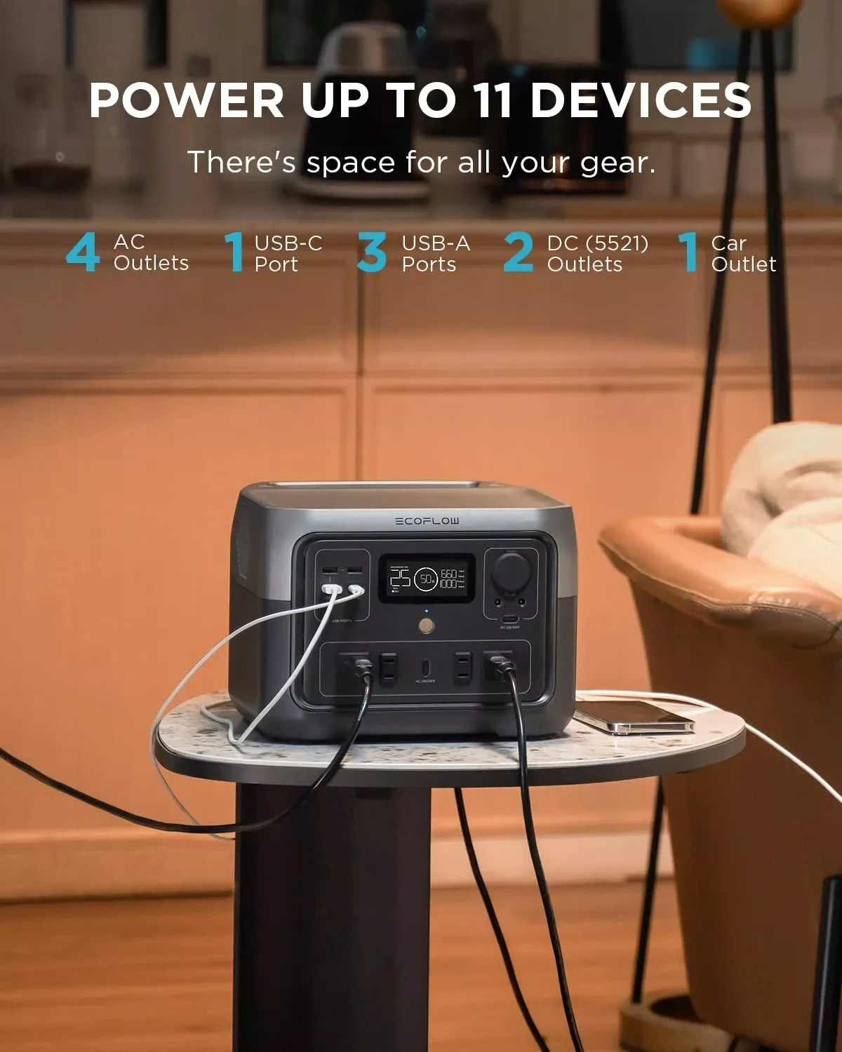 EcoFlow River 2 MaxPower Station 512Wh Portable Outdoor Solar Generator MultiUse