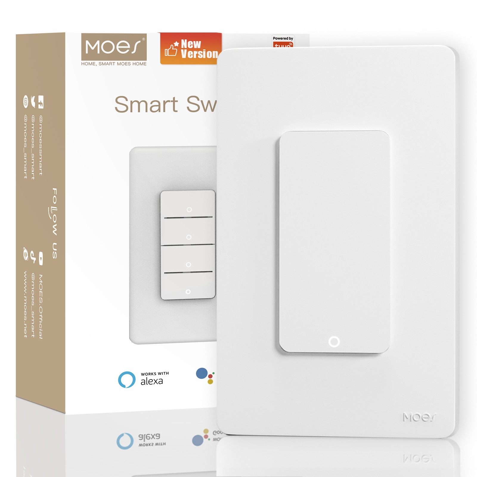 MOES 1/2/3/4 Gang WiFi Smart Wall Light Switches Combo Alexa Google APP Remote