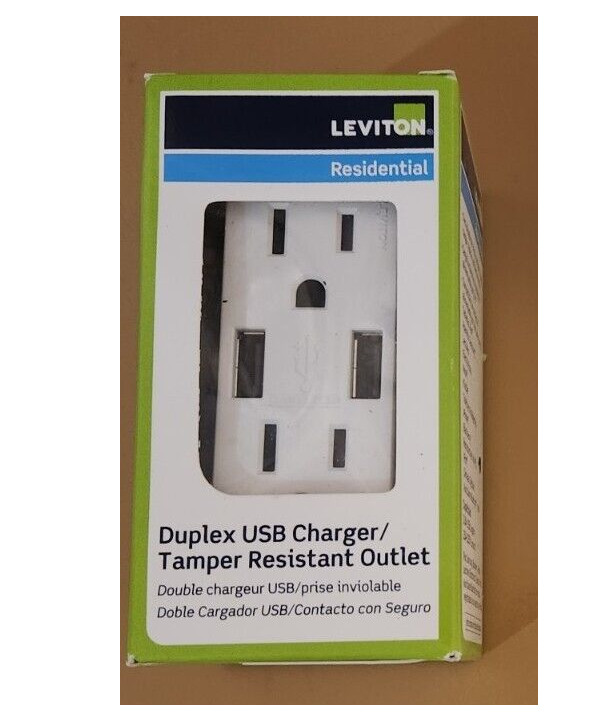 Leviton 3.6A USB Dual A In-Wall Charger w/ 15 Amp Tamper-Resistant T5632-W (11E)