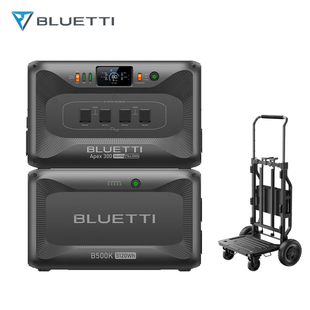 BLUETTI Apex 300+B500K+Foldable Trolley 3840W 7884.8Wh Power Station for Backup