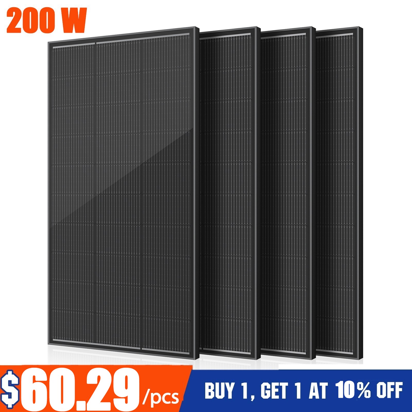 200W 400W 800W 1000W Mono Solar Panel 12V 18BB Off-Grid Camping Battery Home RV