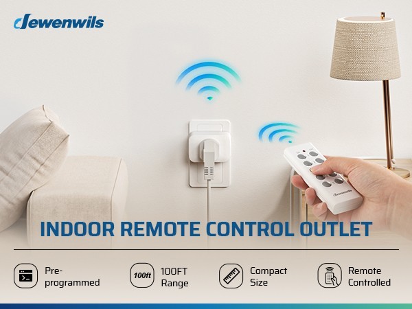 DEWENWILS Wireless Remote Control Outlet,2 Remote 5 Outlets 125V/15A
