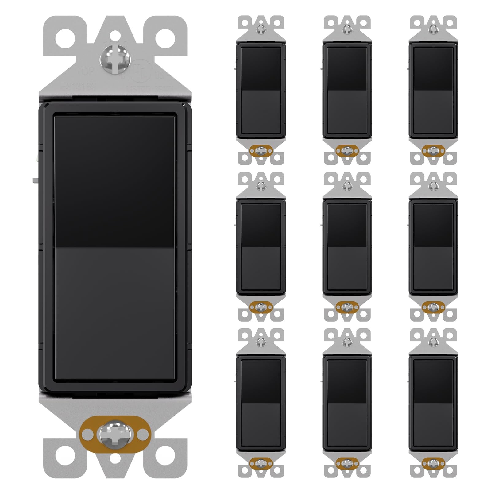 AIDA Single Pole Rocker Decorator Light Switch, Glossy Black