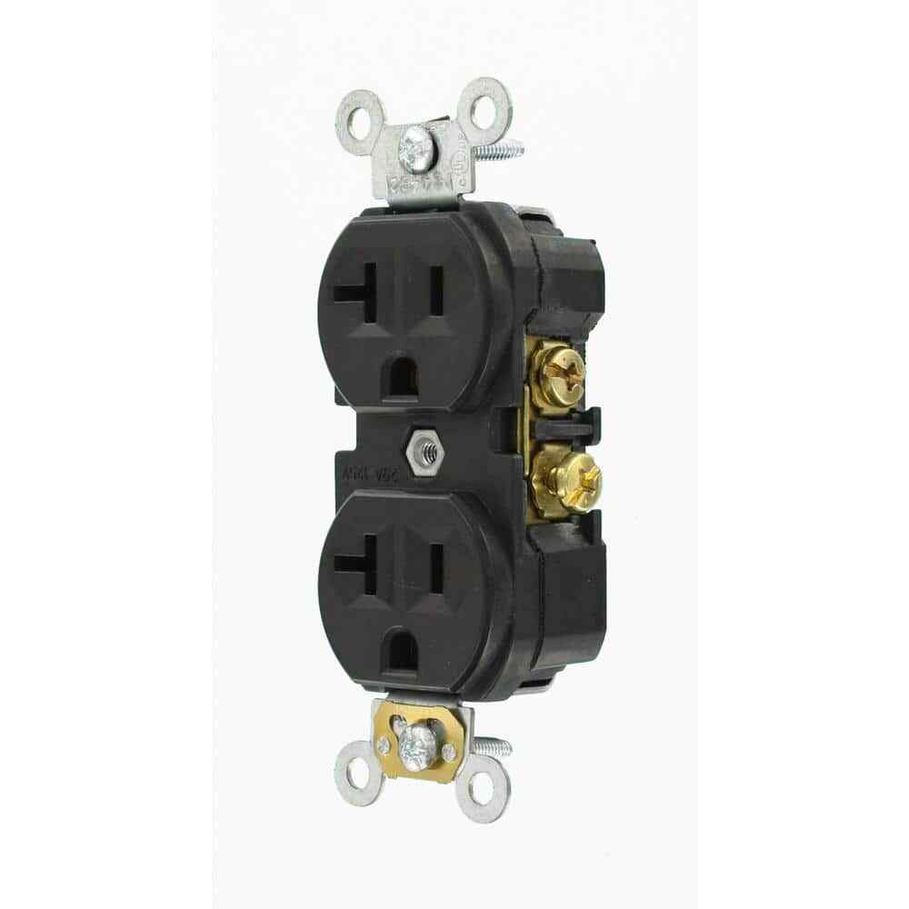 20 Amp 125 V Commercial Grade Duplex Outlet/Receptacle Black (1-Pack)