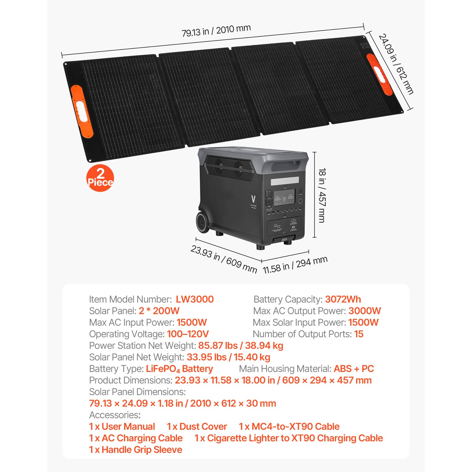 Uimoso Portable Power Station 3000W 3072Wh with Solar Panels
