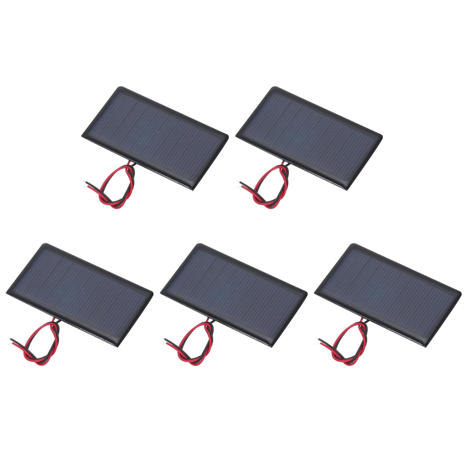MECCANIXITY 5 Pcs 5V 0.3W 60mA Mini Solar Panels, Small Polycrystalline Black