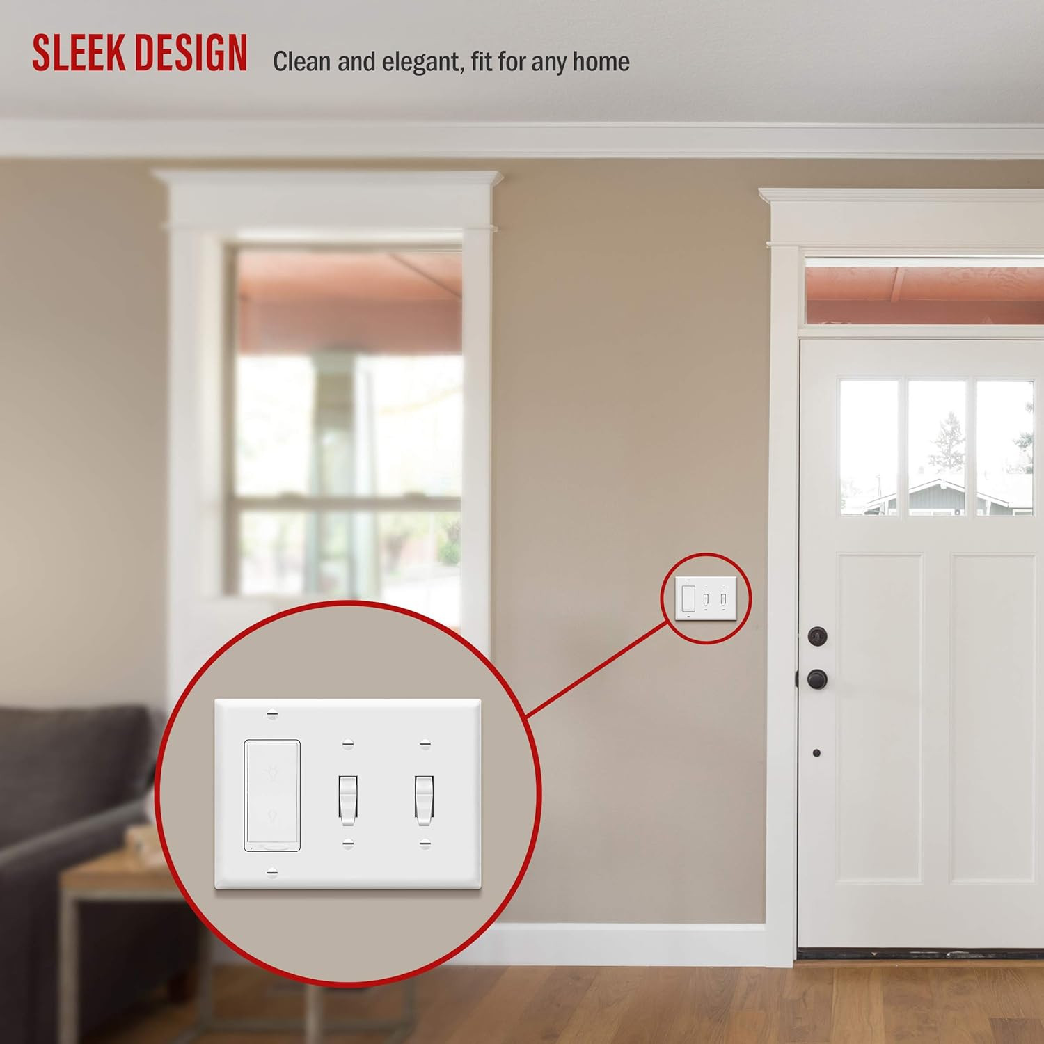 Combination Double Toggle/Single Decorator Rocker Outlet Wall Plate, Standard Si