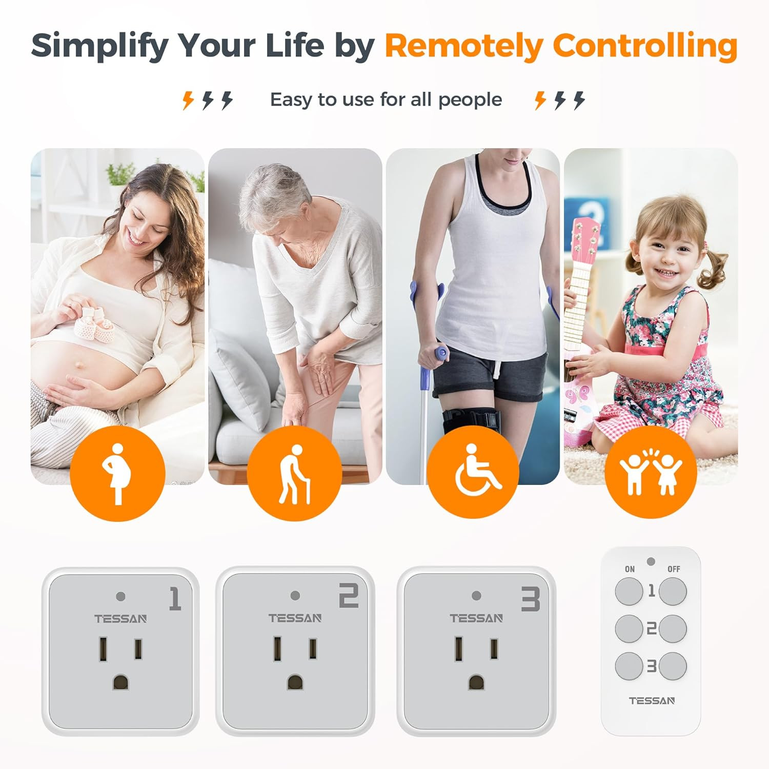 Remote Control Outlet Plug, Wireless Light Switch Kit Indoor for String Lights,
