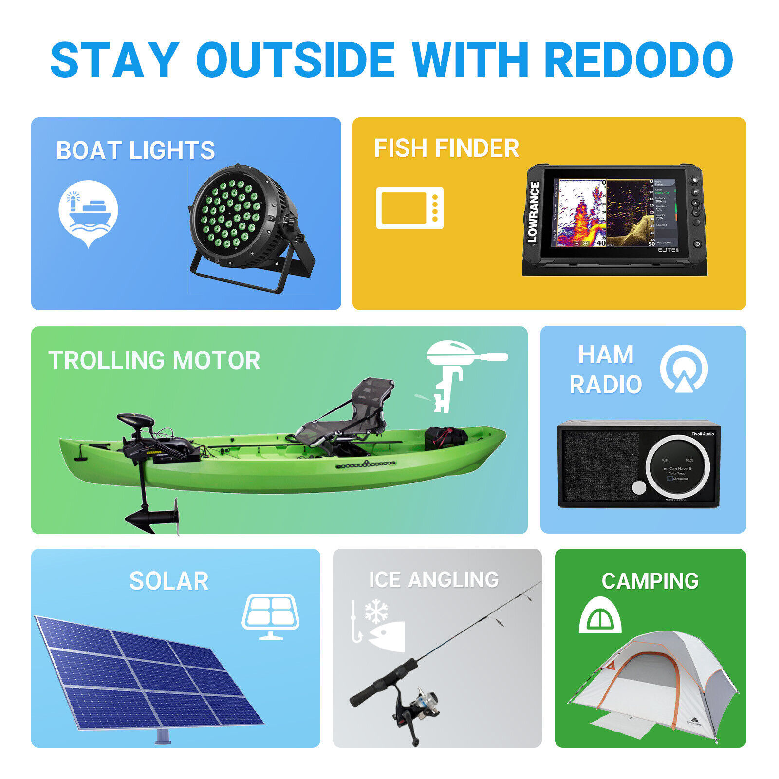 Redodo 12V 50Ah Bluetooth LiFePO4 Battery 50A BMS for Marine-Excellent Condition
