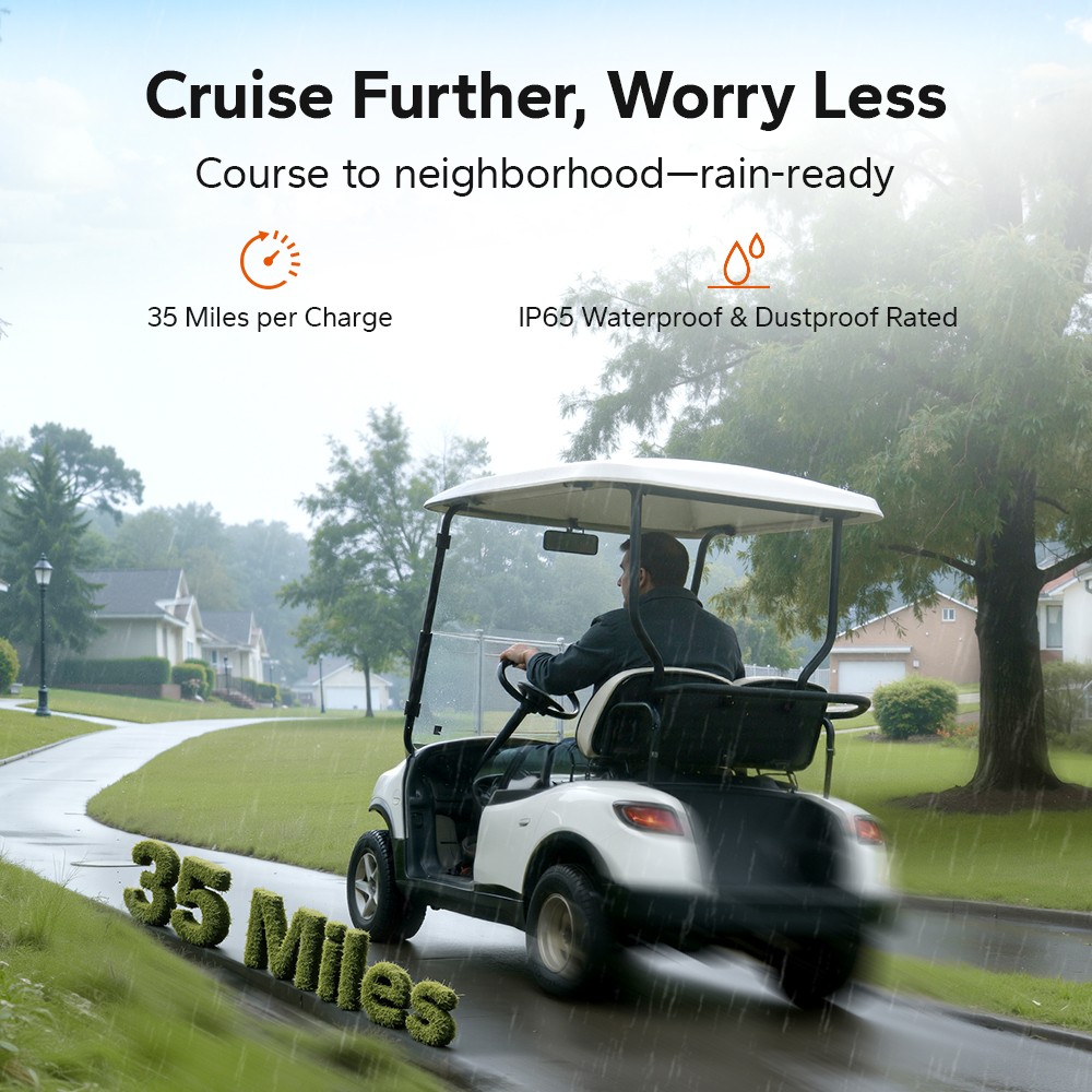 LiTime 36V 100Ah Bluetooth Golf Cart LiFePO4 Lithium Battery Charger Monitor Set