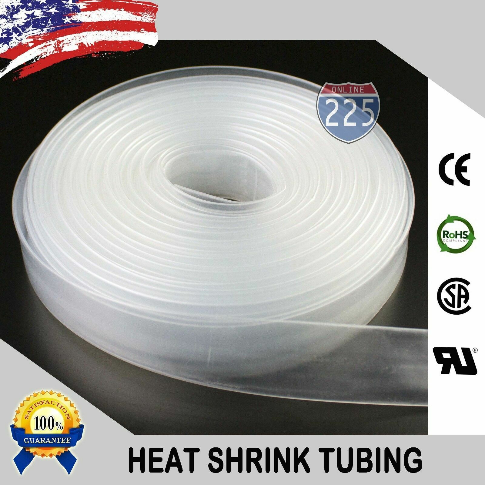 1 1/4″ 1 1/2″ & 2″ CLEAR Polyolefin Heat Shrink Tubing 2:1 Ratio Clear LOT
