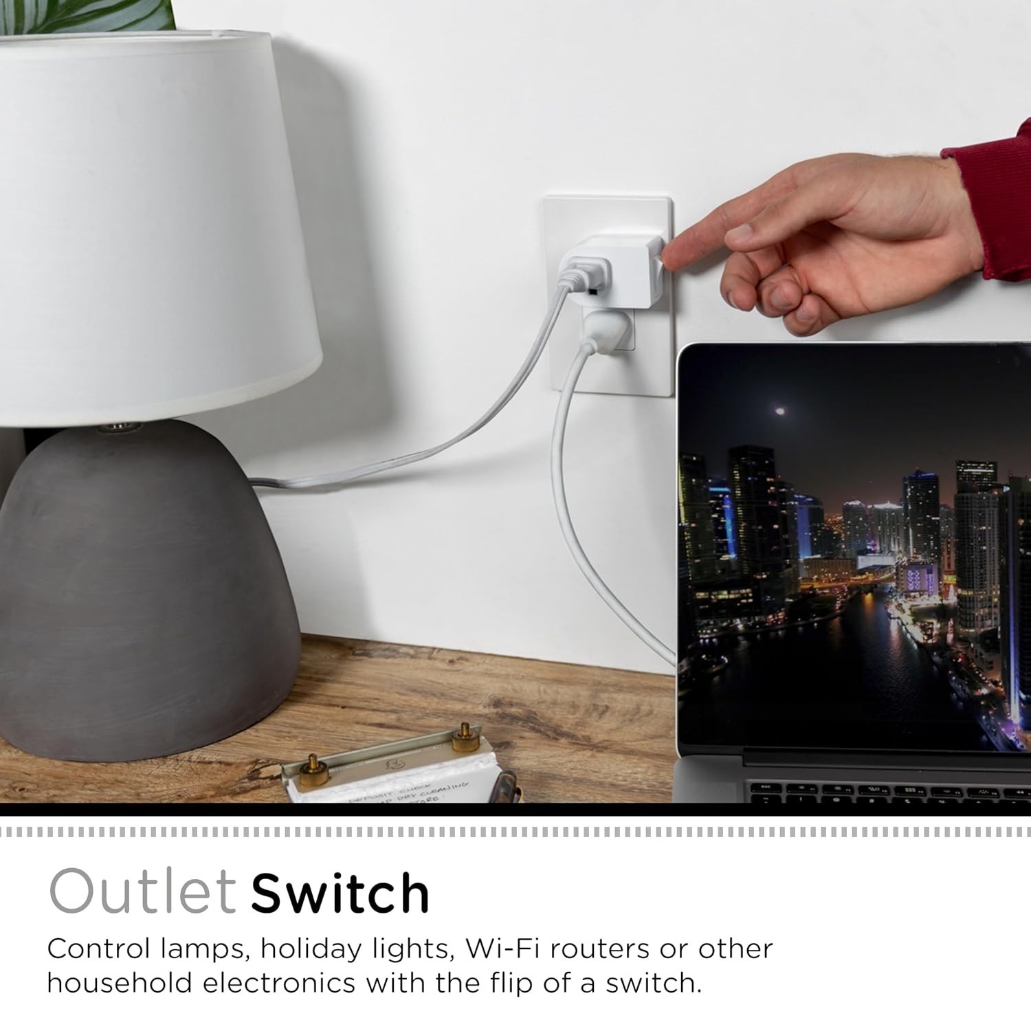 Elegant Plug-In Power Switch with Energy Saving Features for Appliances (1 Pack)