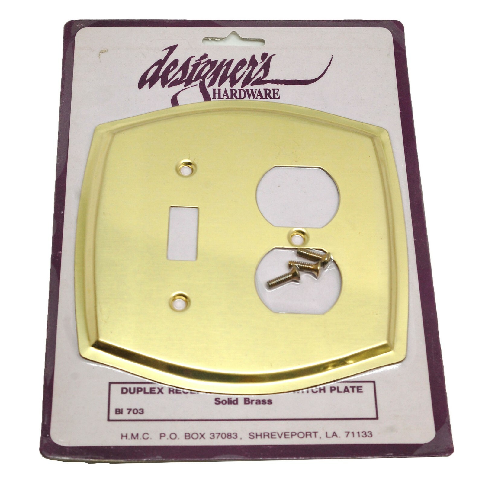 DESIGNER’S HARDWARE Single Toggle Double Outlet Switch Plate Polished Brass