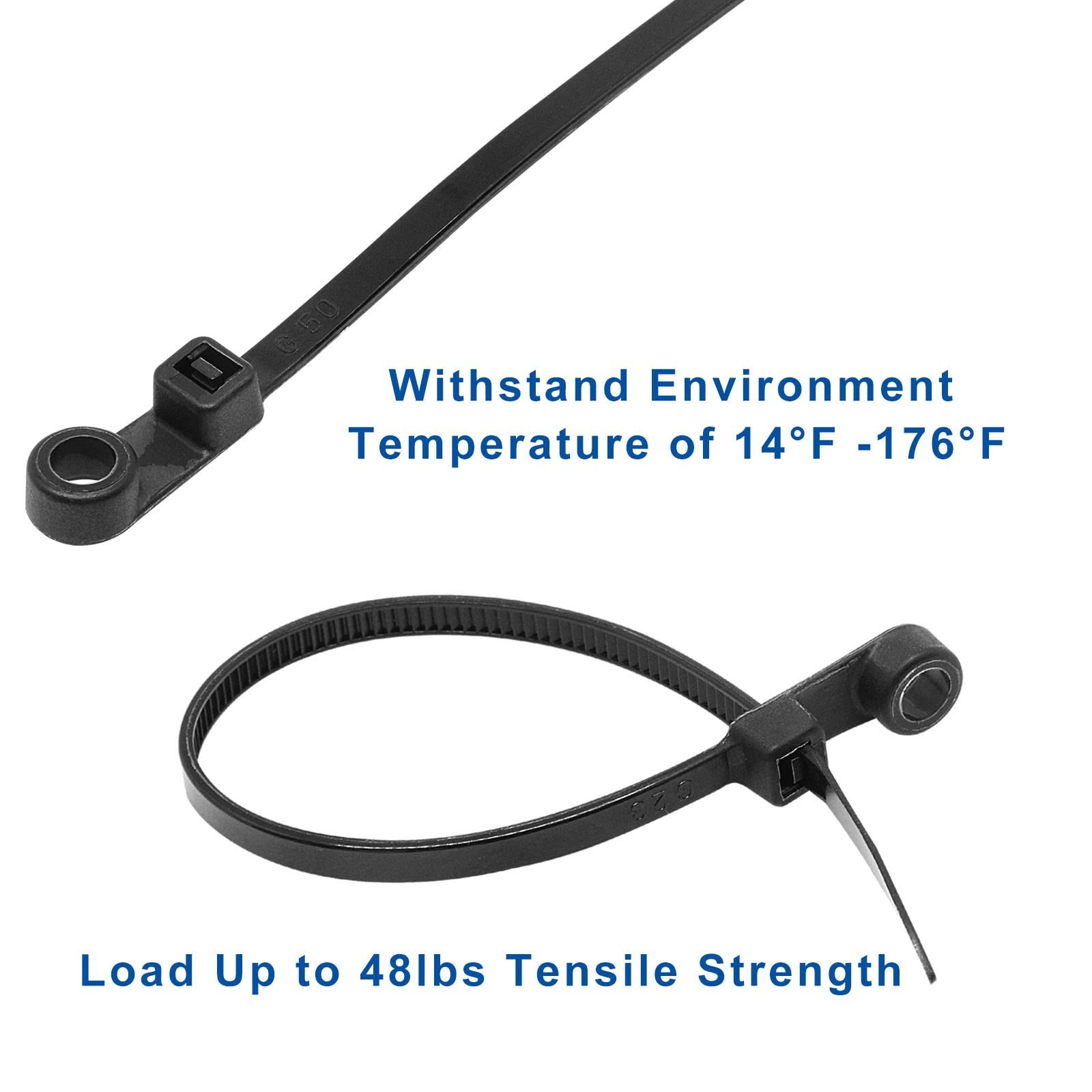 Zip Ties with Screw Hole 150 Pcs, 6 inch 48lbs Electrical Cable Ties Straps, …