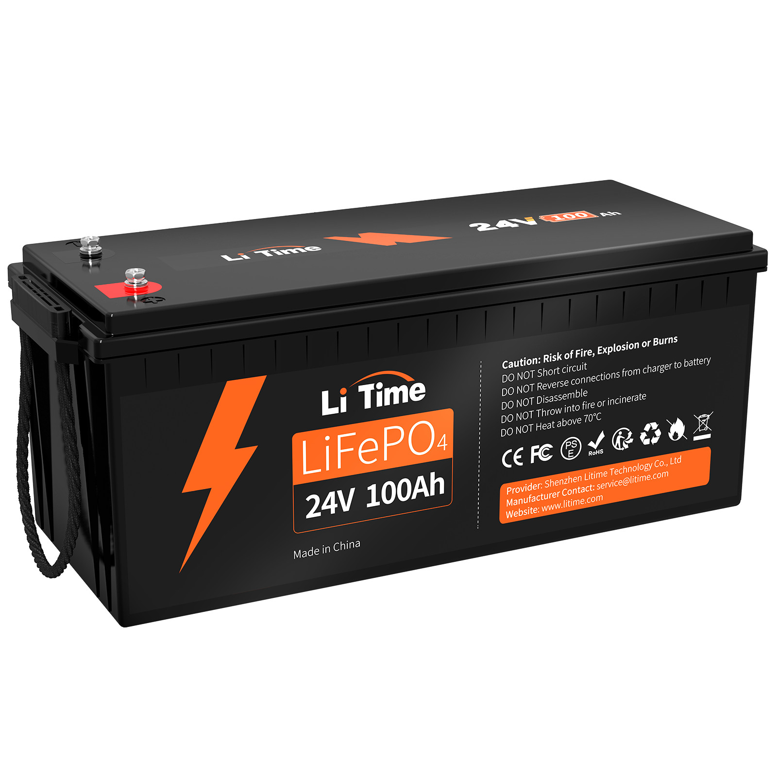 Litime 24V 100Ah LiFePO4 Lithium Battery 2560Wh for RV Solar Marine-Refurbished