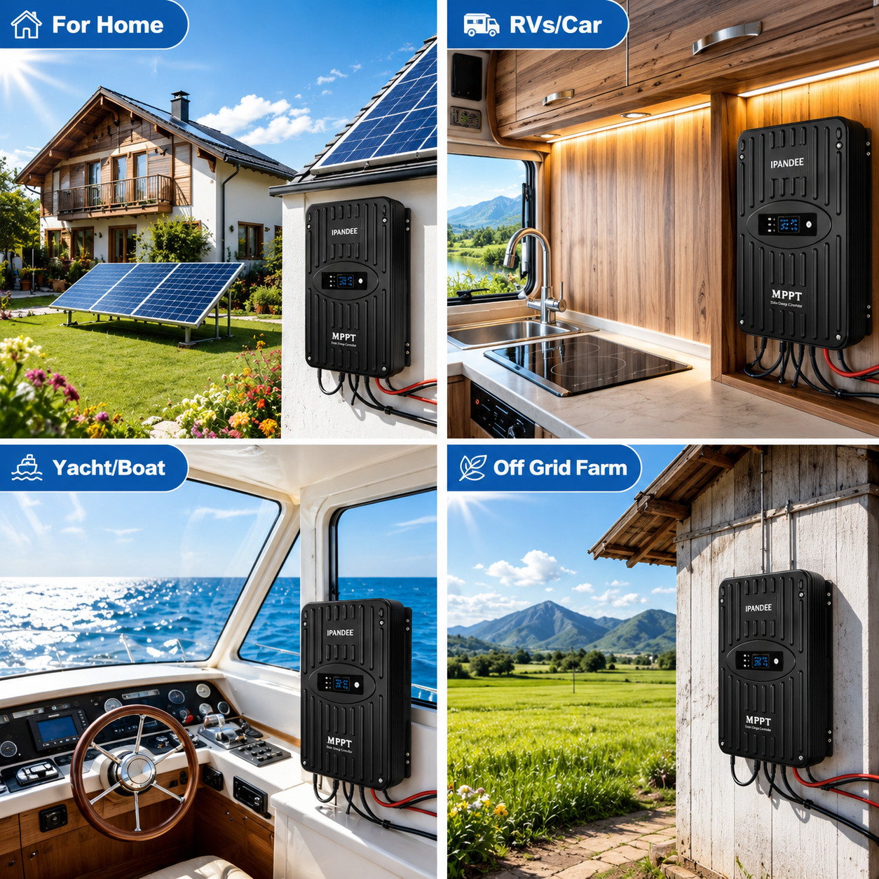 Smart MPPT Solar Charge Controller 40A 12V/24V w/Bluetooth App Wireless Control