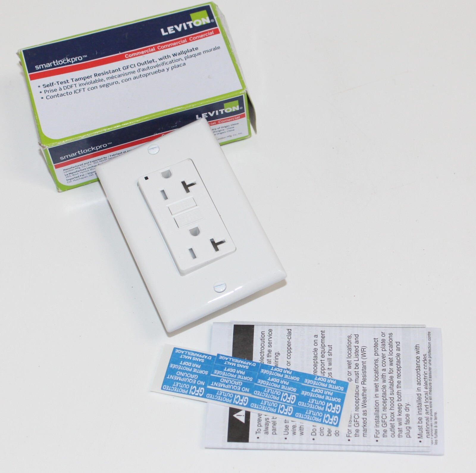 (2 Pack) GFTR2-W Smartest Self-Test LED Smartlockpro Slim GFCI – White