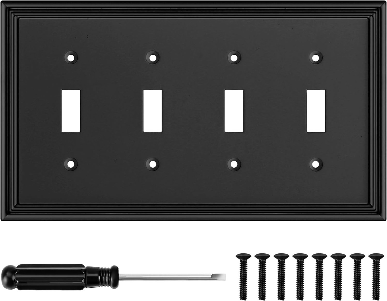 Black Modern Decorative Wall Plate for Light Switch and Outlet Covers, Bamboo