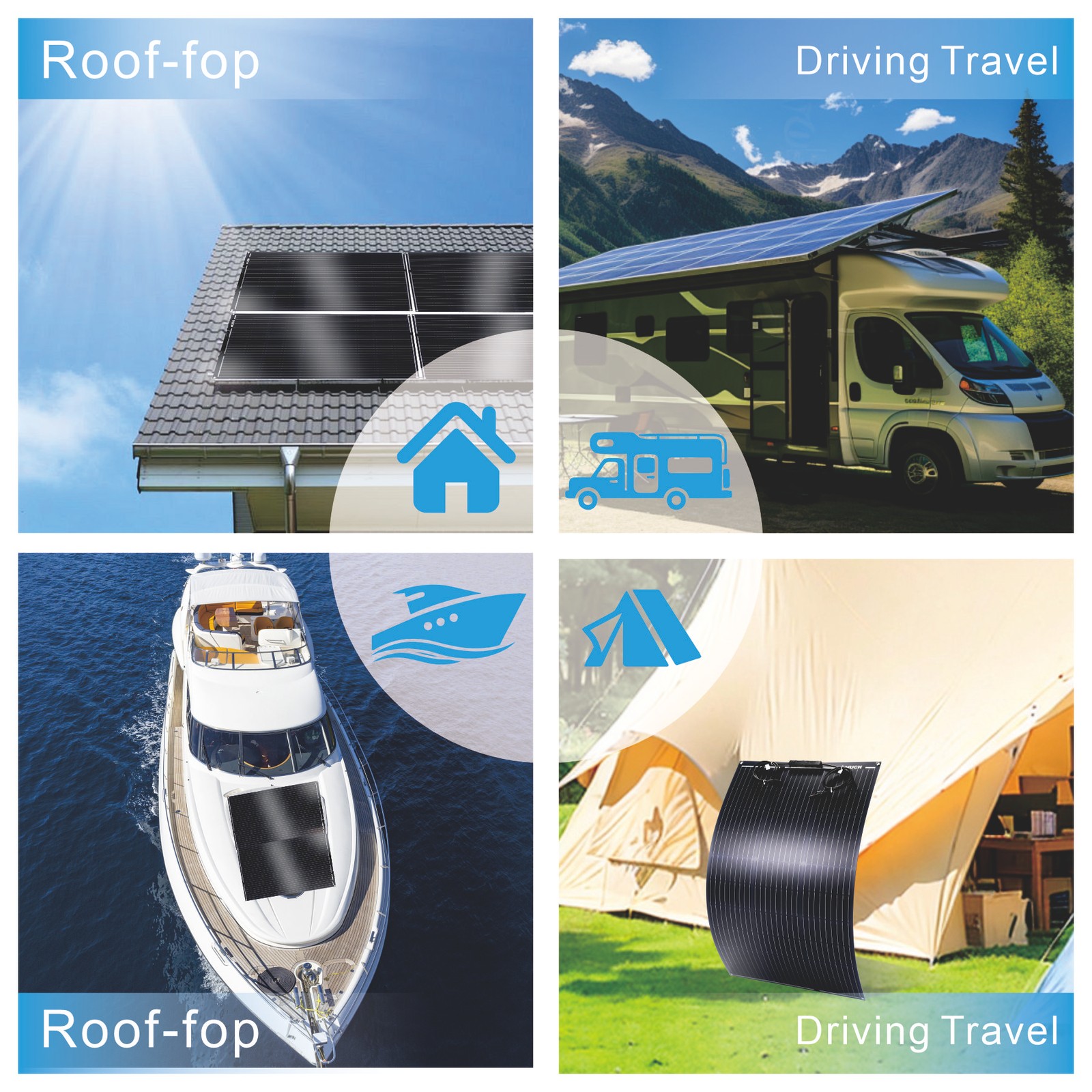 400W Watt Portable Flexible Solar Panel RV Camping Off-Grid Rooftop 12V/24V/48V