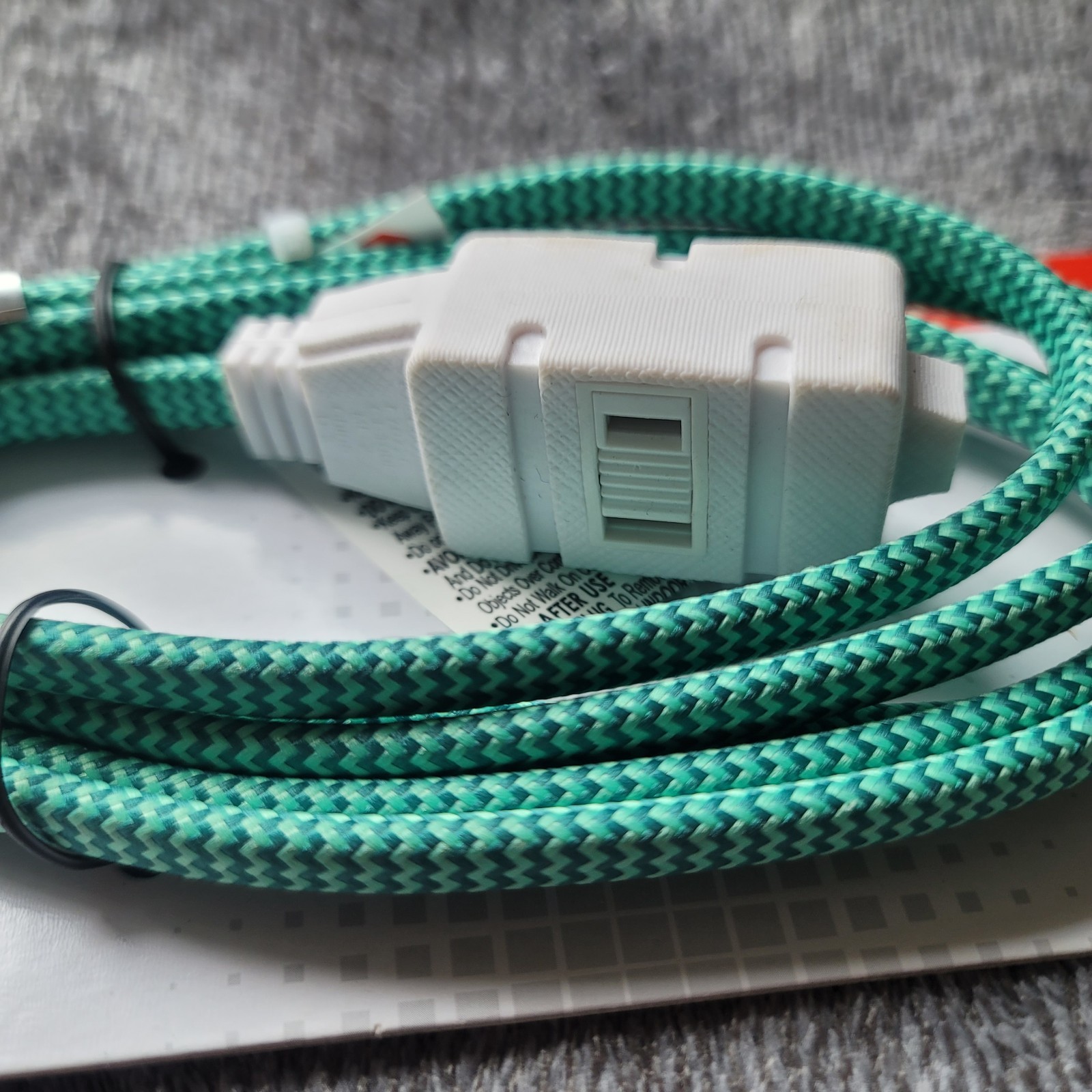 Fabcordz 6 Ft. Green Fabric Extension Cord with 3 Outlets 16 Gauge