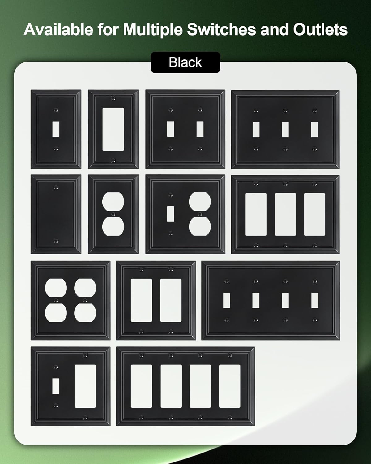 2-Pack Combo Toggle/Decorator Light Switch Cover Plate, Matte Black Decorative E