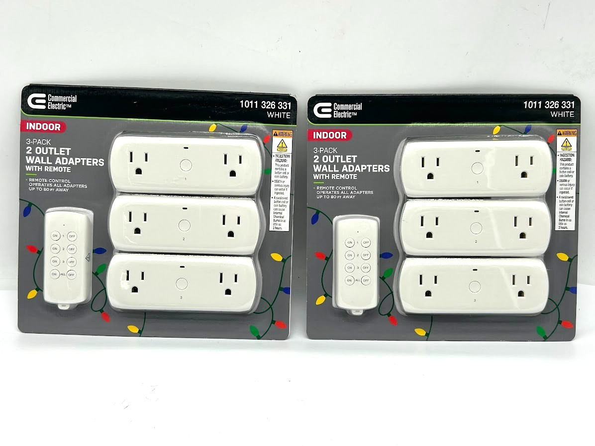 Lot of 2 Commercial Electric Wireless Indoor Remote Control AC/DC Adapter, White