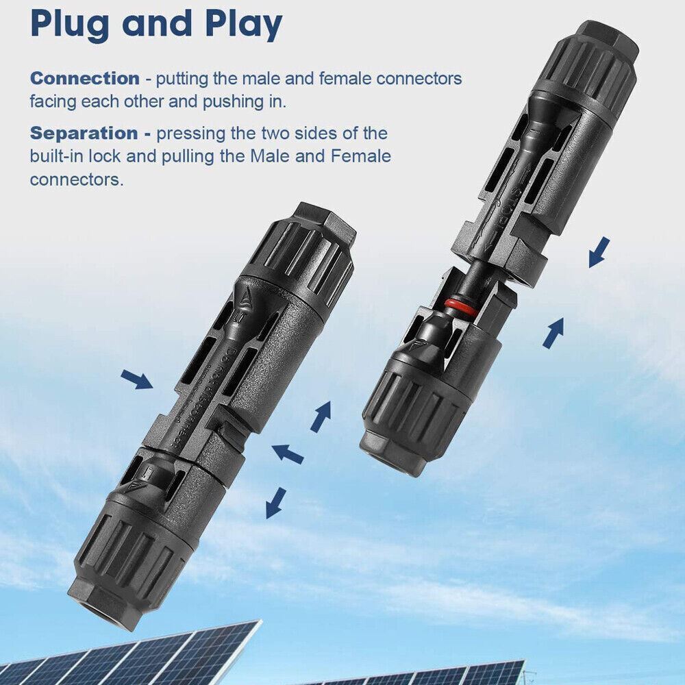 10/20/50/100 Pairs Male Female Solar Cable Connectors For DIY Solar Panel US