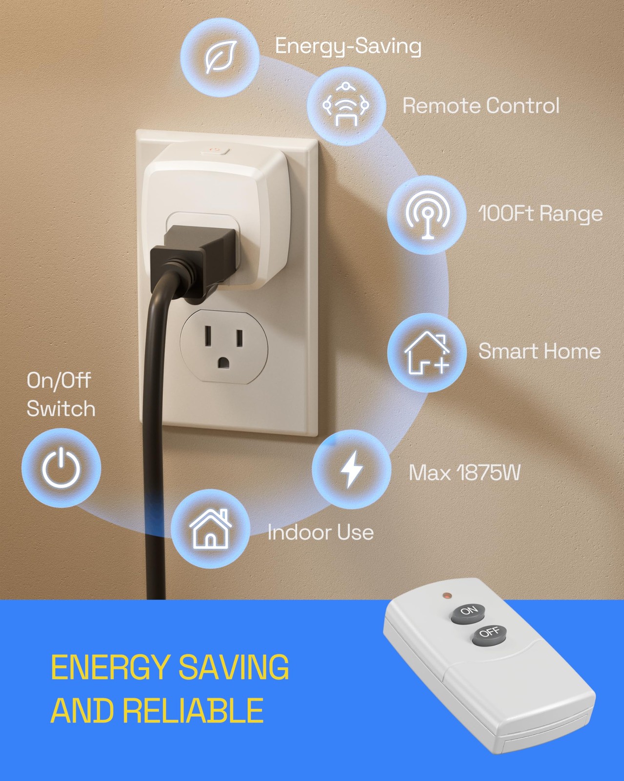 Remote Control Outlet Plug – Use Indoors or Outdoors in Covered/Dry Areas (No…