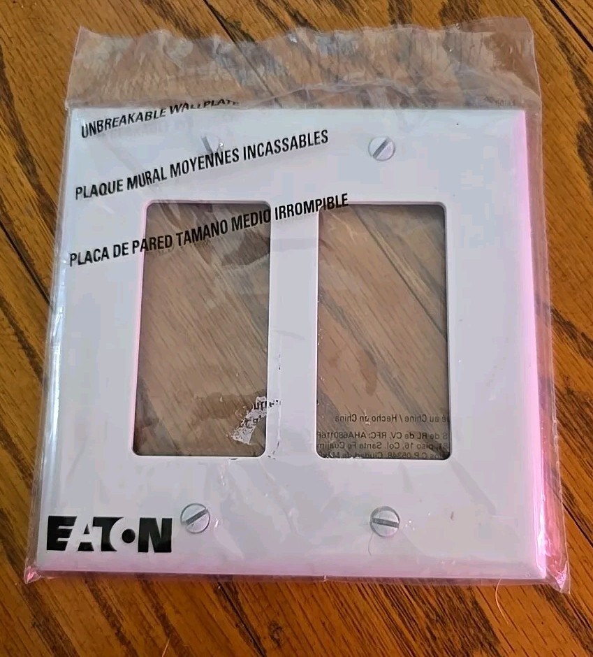 New Eaton Unbreakable Wallplate PJ262W-F-LW Wall Plate, 2 Decorator Openings