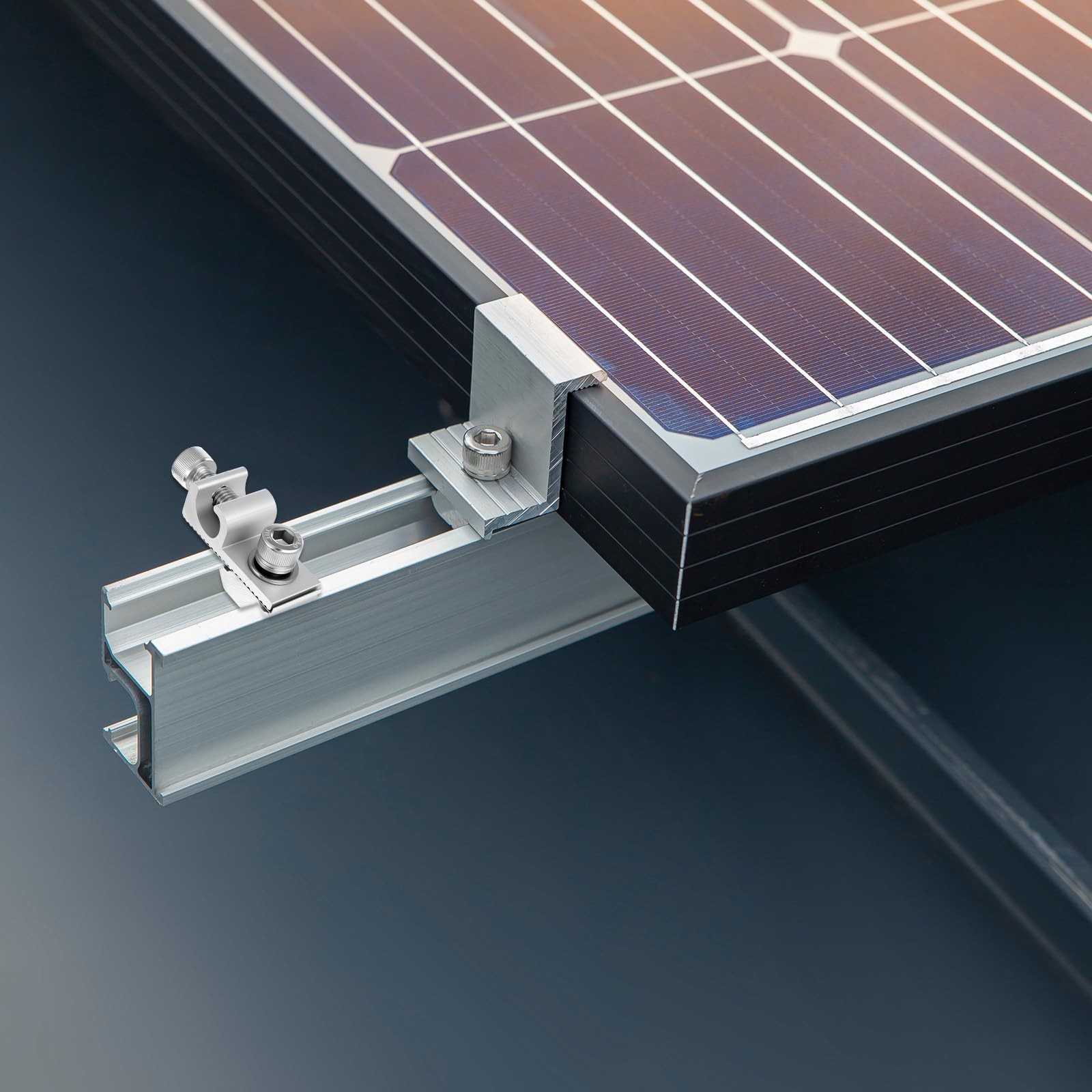 16 Pack Solar Panel Grounding Clamps Set – Aluminum Alloy Thunder Silver