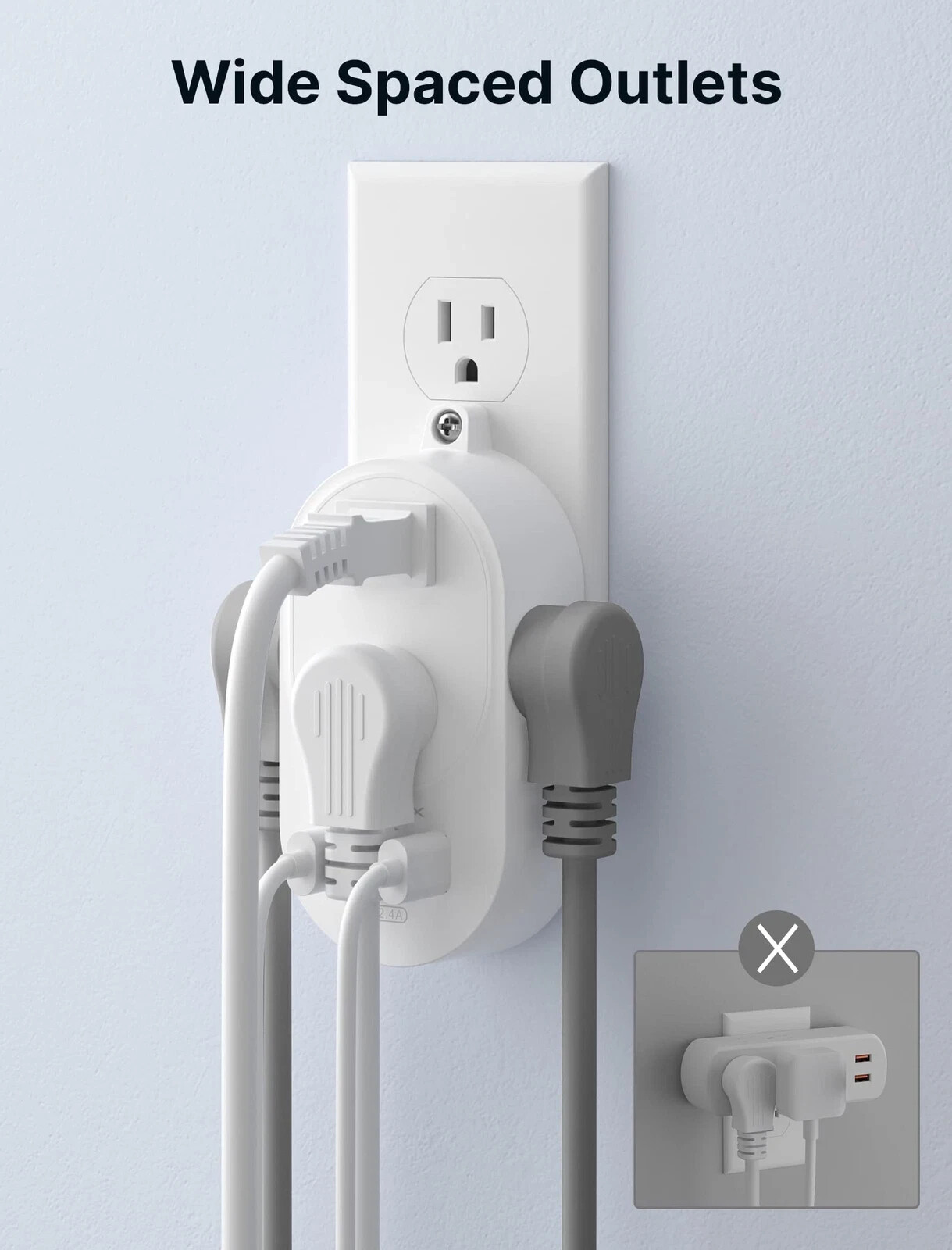 Multi Plug Outlet Extender with USB PORTS
