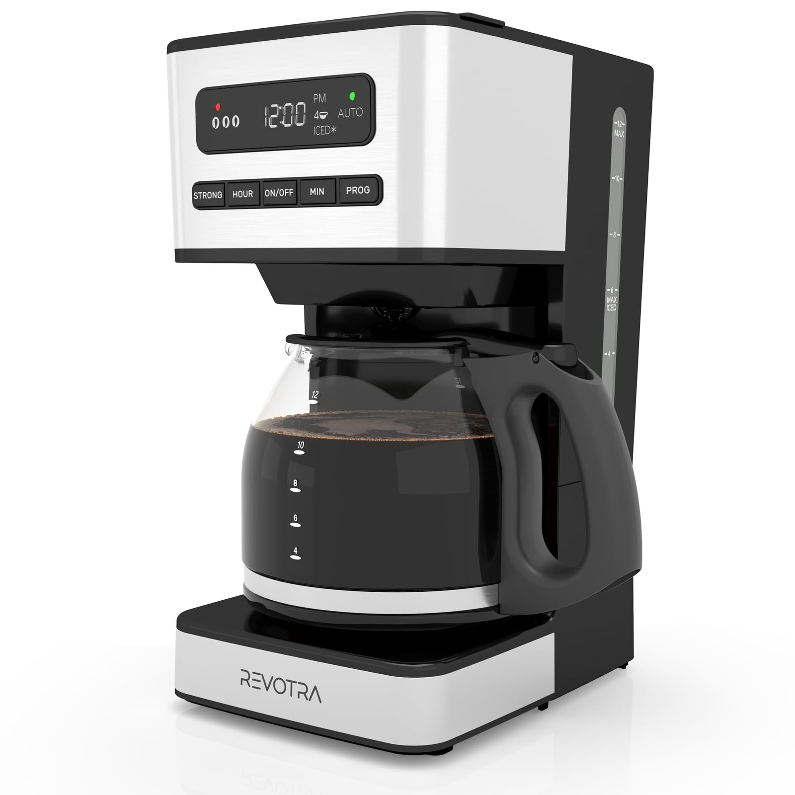 REVOTRA 12 Cup Programmable Coffee Maker, Hot and Iced Coffee Makers, Regular &