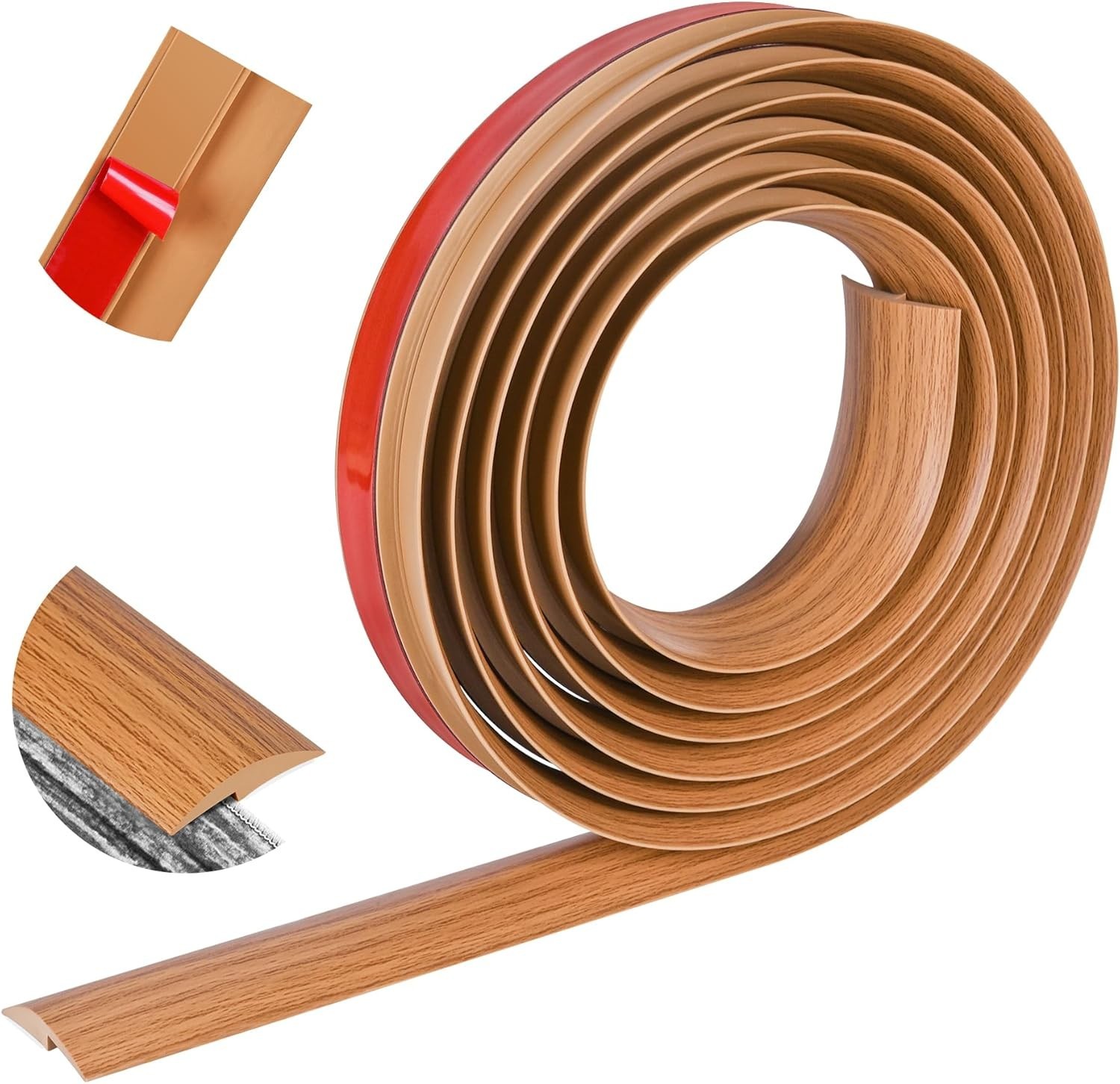 Floor Transition Strip Carpet to Tile Self Adhesive PVC Threshold Light Brown