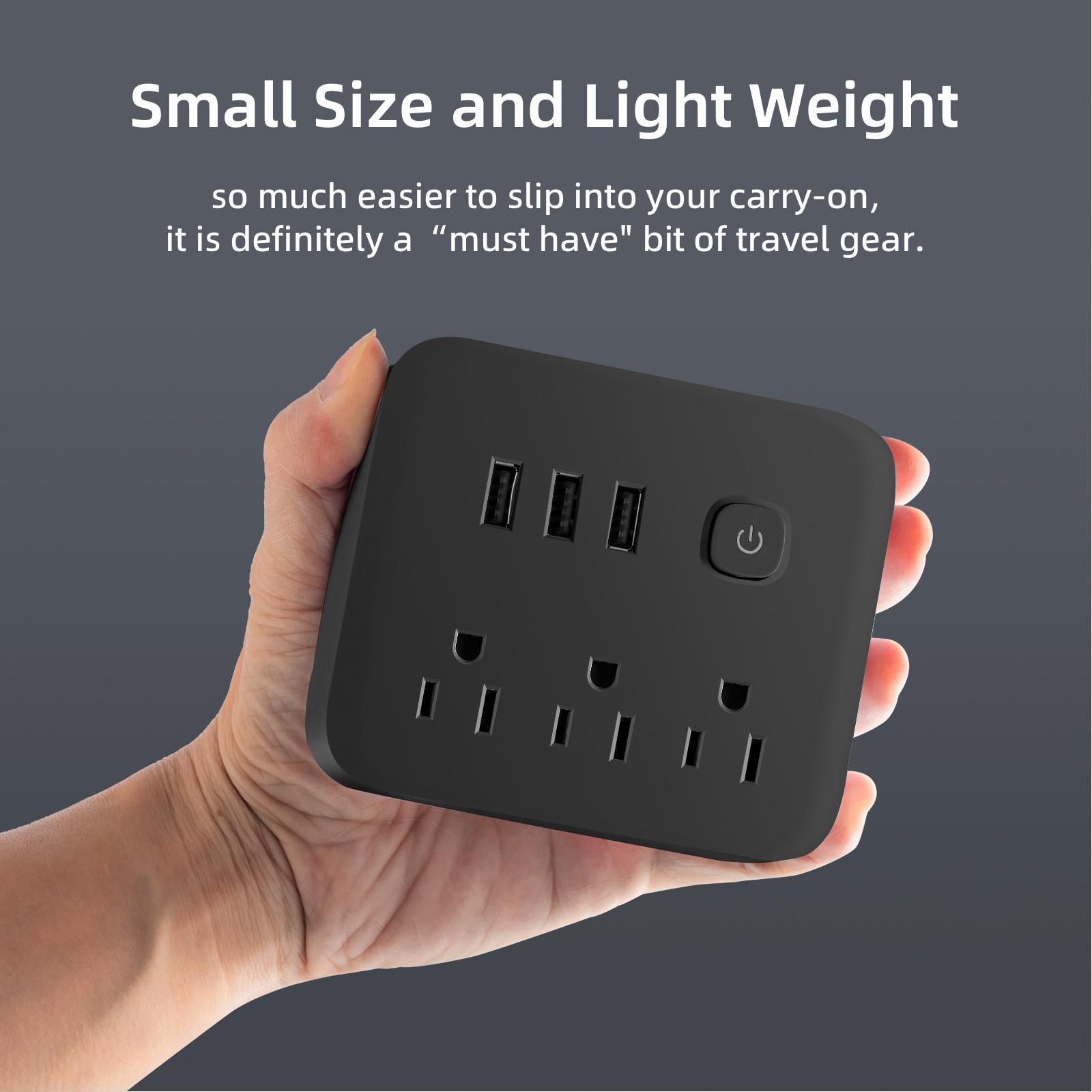 Flat Plug Strip 6 AC Outlets 3 USB Charging Ports 900J Surge Protector 4Ft Cord