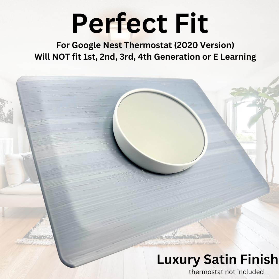 Silver Sheen Color Rectangle Wall Plate for Google Nest Thermostat 2020 Versi…