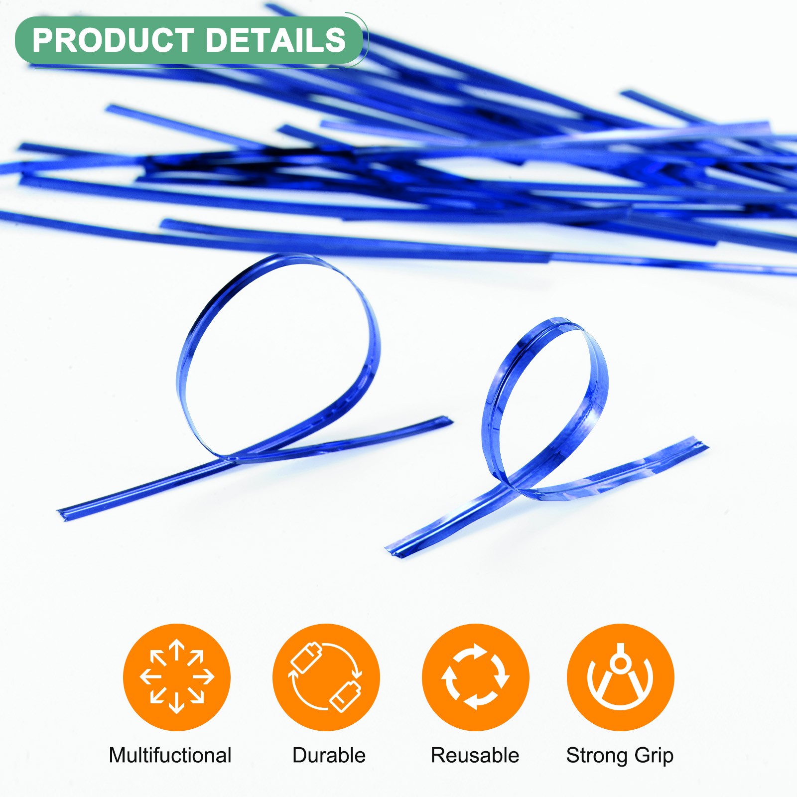 800Pack Metal Twist Ties, 12cm Metallic Twists Tie Bags Twisty-Ties Sapphire
