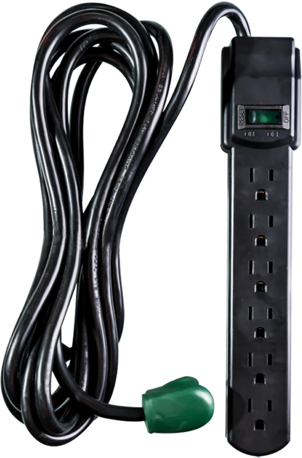 GoGreen Power (GG-16103M-12BK) 6 Outlet Surge Protector, 250 Joules, Black, 12ft