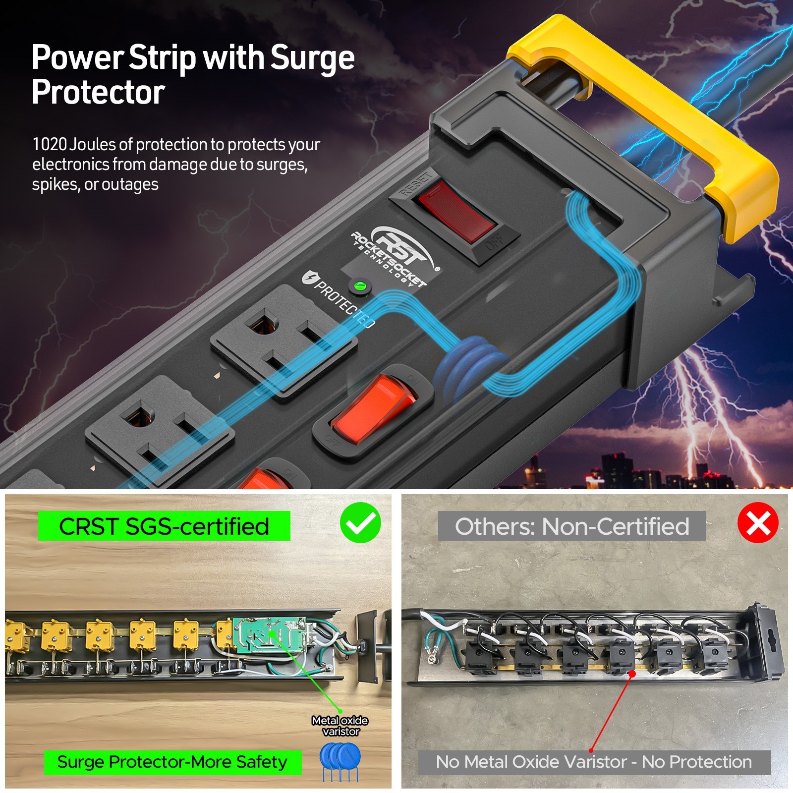 Heavy Duty 12-Outlet Surge Protector Power Strip,9FT Cord,15A/1875W,ETL Listed