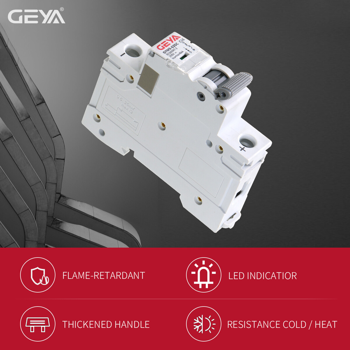 GEYA Solar DC Mini Circuit Breaker 1Pole MCB 6/10/16/25/32/40/50/63/80 /100/125A